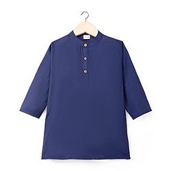 Babyhug Woven Full Sleeves Kurta Pajama Set With Sequin Detailing Jacket - Navy Blue