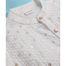 Babyhug Woven Full Sleeves Kurta Pajama Set With Sequin Embroidery - White