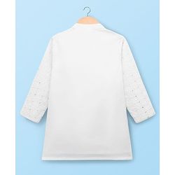 Babyhug Woven Full Sleeves Embroidered Kurta Pajama Set - White