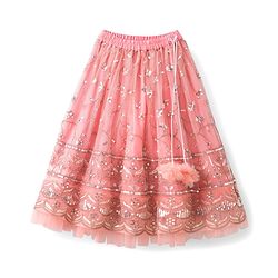 Babyhug Mesh Woven Half Sleeves Lehenga Choli Set With Sequin Embroidery & Dupatta - Peach