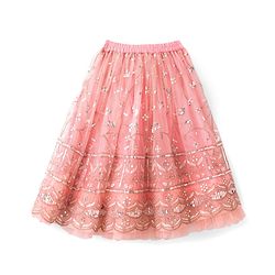 Babyhug Mesh Woven Half Sleeves Lehenga Choli Set With Sequin Embroidery & Dupatta - Peach