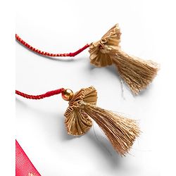 Babyhug Georgette Woven Frill Sleeves Lehenga Choli Set With Floral Embroidery & Dupatta - Red