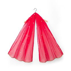 Babyhug Georgette Woven Frill Sleeves Lehenga Choli Set With Floral Embroidery & Dupatta - Red