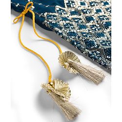 Babyhug Georgette Woven Frill Sleeves Kurti Palazo & Dupatta Set Sequin Embroidery - Navy Blue & Yellow