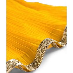 Babyhug Georgette Woven Frill Sleeves Kurti Palazo & Dupatta Set Sequin Embroidery - Navy Blue & Yellow