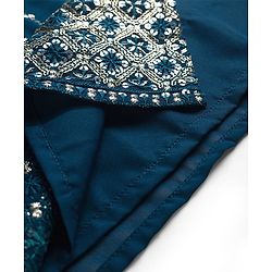 Babyhug Georgette Woven Frill Sleeves Kurti Palazo & Dupatta Set Sequin Embroidery - Navy Blue & Yellow