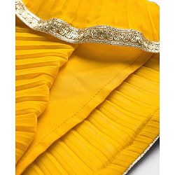 Babyhug Georgette Woven Frill Sleeves Kurti Palazo & Dupatta Set Sequin Embroidery - Navy Blue & Yellow