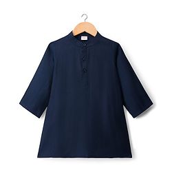 Babyhug Woven Full Sleeves Kurta Pajama Set with Embroidered Jacket - Navy Blue