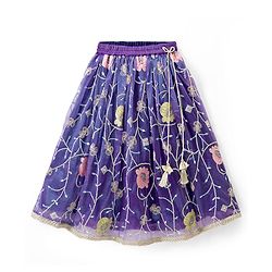 Babyhug Woven Half Puffed Sleeves Choli Lehenga Set with Dupatta & Floral Embroidery & Sequin Detailing - Navy Blue