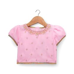 Babyhug Georgette Woven Half Sleeves Choli Lehenga & Dupatta Set With Floral & Sequin Embroidered - Light Pink