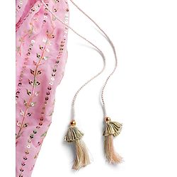 Babyhug Georgette Woven Half Sleeves Choli Lehenga & Dupatta Set With Floral & Sequin Embroidered - Light Pink