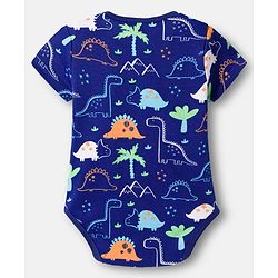 Babyhug 100% Cotton Knit Half Sleeves Striped Onesies with Dino & Star Print Pack of 3 - Multicolor