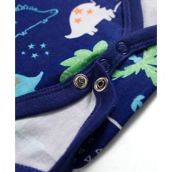 Babyhug 100% Cotton Knit Half Sleeves Striped Onesies with Dino & Star Print Pack of 3 - Multicolor