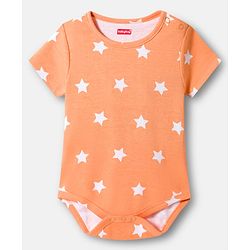 Babyhug 100% Cotton Knit Half Sleeves Striped Onesies with Dino & Star Print Pack of 3 - Multicolor