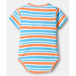 Babyhug 100% Cotton Knit Half Sleeves Striped Onesies with Dino & Star Print Pack of 3 - Multicolor