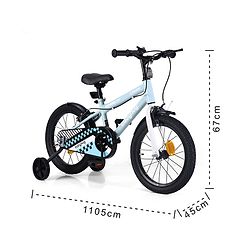 Babyhug Cruise Bicycle for Kids Cycle for 3 to 7Years Boys & Girls 16T Inches- Blue|90% Pre-Installed|Sturdy Frame| Removable Training Wheels|Durable Brake|Rubber Tyres|Height Adjustable Seat & Handle