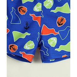 Babyhug Nautical Theme Printed Swimming Trunk with Cap - Blue