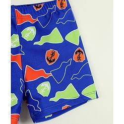 Babyhug Nautical Theme Printed Swimming Trunk with Cap - Blue