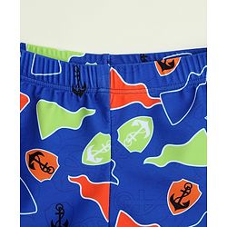 Babyhug Nautical Theme Printed Swimming Trunk with Cap - Blue