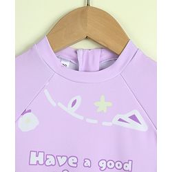 Babyhug Half Raglan Sleeves  Legged Swimsuit with Rainbow & Cloud Print - Lilac