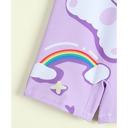 Babyhug Half Raglan Sleeves  Legged Swimsuit with Rainbow & Cloud Print - Lilac