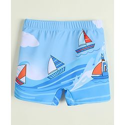 Babyhug Boat Printed Swimming Trunk- Light Blue