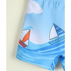 Babyhug Boat Printed Swimming Trunk- Light Blue