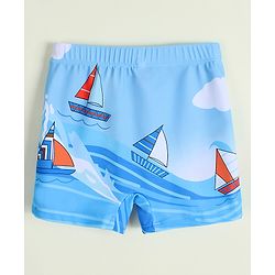 Babyhug Boat Printed Swimming Trunk- Light Blue