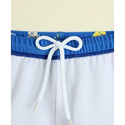 Babyhug Half Raglan Sleeves Sea Life Theme & Text Printed Two Piece Swimsuit - Blue