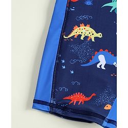Babyhug Raglan Half Sleeves Dino Printed Legged Swimsuit -Navy Blue