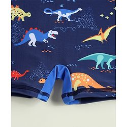 Babyhug Raglan Half Sleeves Dino Printed Legged Swimsuit -Navy Blue