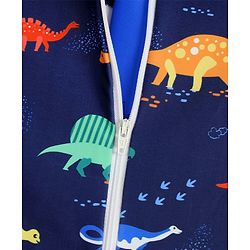 Babyhug Raglan Half Sleeves Dino Printed Legged Swimsuit -Navy Blue