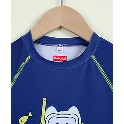 Babyhug Full Raglan Sleeves  Two Piece Printed Swimsuit -  Navy Blue