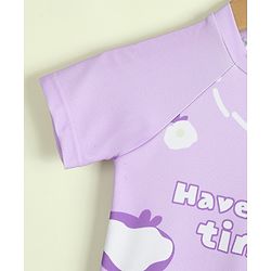 Babyhug Half Raglan Sleeves  Legged Swimsuit with Rainbow & Cloud Print - Lilac