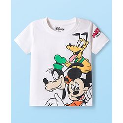 Babyhug Disney Single Jersey Knit Half Sleeves T-Shirt & Shorts Set with Mickey & Friends Graphic - Green & White