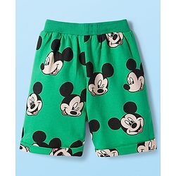 Babyhug Disney Single Jersey Knit Half Sleeves T-Shirt & Shorts Set with Mickey & Friends Graphic - Green & White