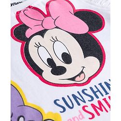 Babyhug Disney Single Jersey Knit Half Frill Sleeves T-Shirt & Shorts Set With Minnie & Friends Graphics - White & Green