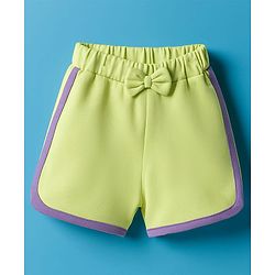 Babyhug Disney Single Jersey Knit Half Frill Sleeves T-Shirt & Shorts Set With Minnie & Friends Graphics - White & Green