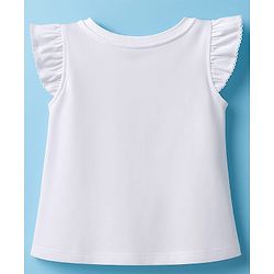 Babyhug Disney Single Jersey Knit Half Frill Sleeves T-Shirt & Shorts Set With Minnie & Friends Graphics - White & Green