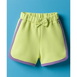 Babyhug Disney Single Jersey Knit Half Frill Sleeves T-Shirt & Shorts Set With Minnie & Friends Graphics - White & Green