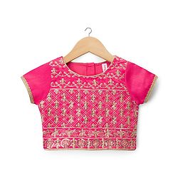 Babyhug Woven Half Sleeves Printed & Embroidered Indo Western Set with Dupatta - Pink