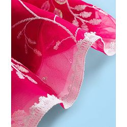 Babyhug Woven Sleeveless Choli Lehenga Set with Dupatta & Sequin Detailing - Dark Pink