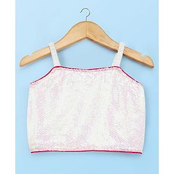 Babyhug Woven Sleeveless Choli Lehenga Set with Dupatta & Sequin Detailing - Dark Pink