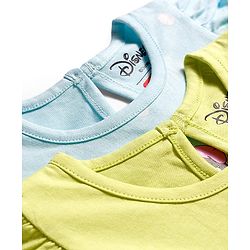 Babyhug Disney Frill Sleeves Frocks With Minnie & Friends Print Pack Of 2 - Light Blue & Lime Green