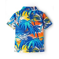 Babyhug Cotton Knit Half Sleeves Tropical Theme Printed Co-ords Shirt & Shorts Set - Navy Blue