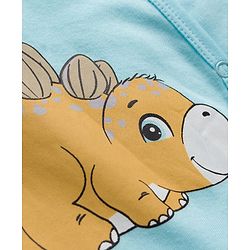 Babyhug Cotton Knit Full Sleeves Footed Sleepsuits With Dino Print Pack Of 3 - Light Blue White & Orange