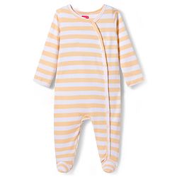 Babyhug Cotton Knit Full Sleeves Footed Sleepsuits With Dino Print Pack Of 3 - Light Blue White & Orange