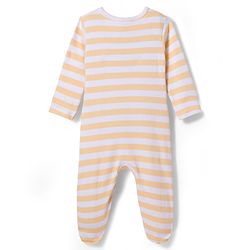 Babyhug Cotton Knit Full Sleeves Footed Sleepsuits With Dino Print Pack Of 3 - Light Blue White & Orange
