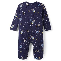 Babyhug Cotton Knit Full Sleeves Front Open Space Theme Printed & Striped Footed Sleep Suits Pack of 3 - Multi Colour