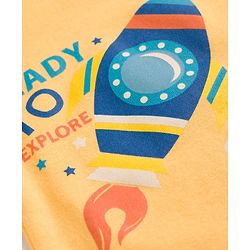 Babyhug Cotton Knit Full Sleeves Front Open Space Theme Printed & Striped Footed Sleep Suits Pack of 3 - Multi Colour